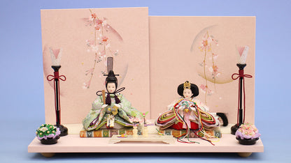 雛人形平飾り 京十五番グリーン　彩月　正面