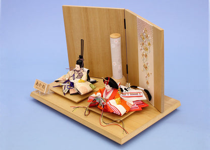 雛人形平飾り 正絹豆びな　朝陽　横から