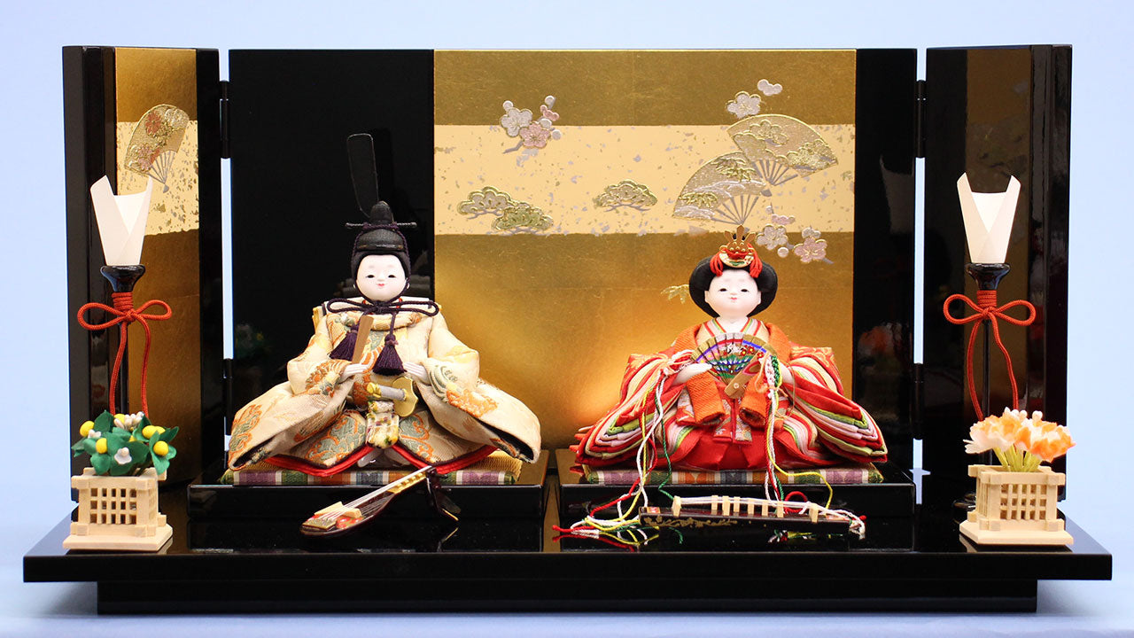 雛人形平飾り 京十二番正絹二人 春風