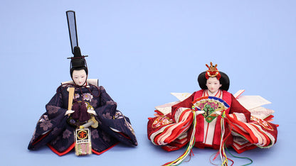 雛人形単品 親王3 小芥子 まり刺繍赤紫