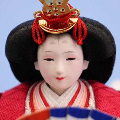 雛人形単品 親王3 小芥子 まり刺繍赤紫　姫顔