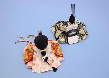 雛人形単品 親王3 小芥子 紺赤金襴u55　後ろから