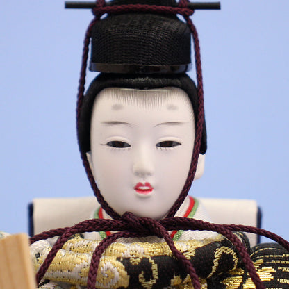 雛人形単品 親王3 小芥子 紺赤金襴u55　殿顔