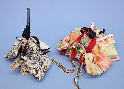 雛人形単品 親王3 小芥子 銀ピンク金襴927-1　上から