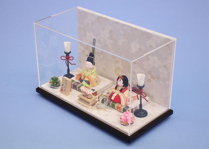 Poupée Hina kimekomi, broderie de Koikko, Tonohime, étui en acrylique, décoration de fleurs de cerisier blanches