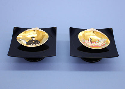 雛人形・雛道具 高級本金手描き絵付き貝合わせ十二単　一対