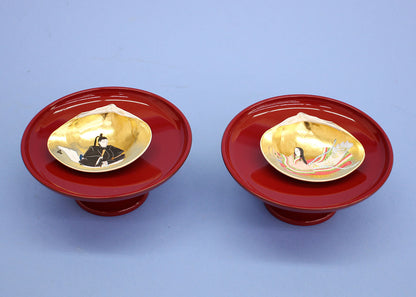 絵付き貝合わせ十二単　一対