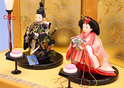 雛人形収納飾り 幅55cm桃花立雛 桧千羽鶴　ズーム