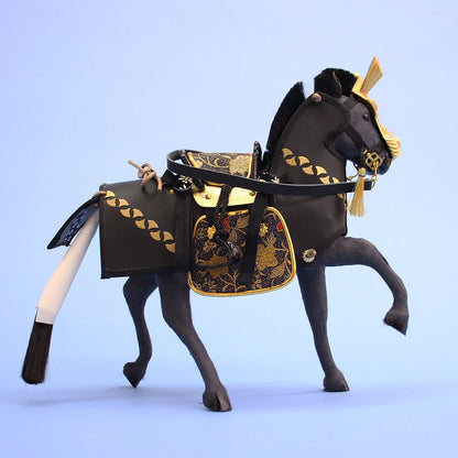 飾り馬  6号奉書馬馬甲黒金出し飾えり　後ろから
