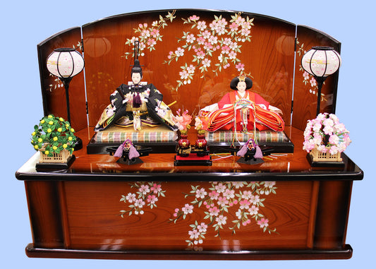 雛人形平飾り 幅90㎝ 京十番金駒刺繍　家具調桜