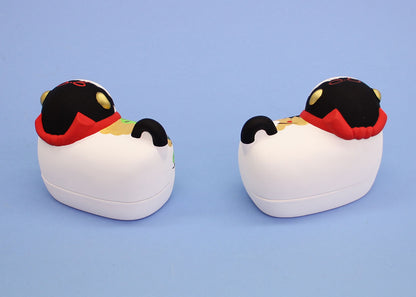 雛人形・雛道具 陶製素焼き絵付けの犬筥（いぬばこ）飾り白　座布団付き