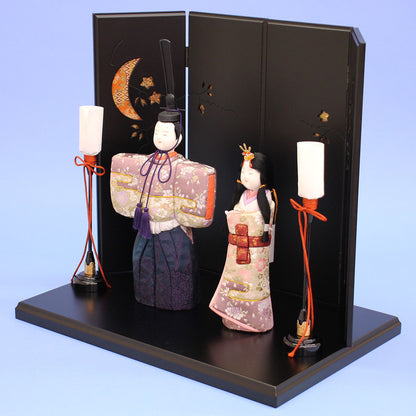 木目込み雛人形 寿鳳作芳香立雛鉄仙平飾り　横から