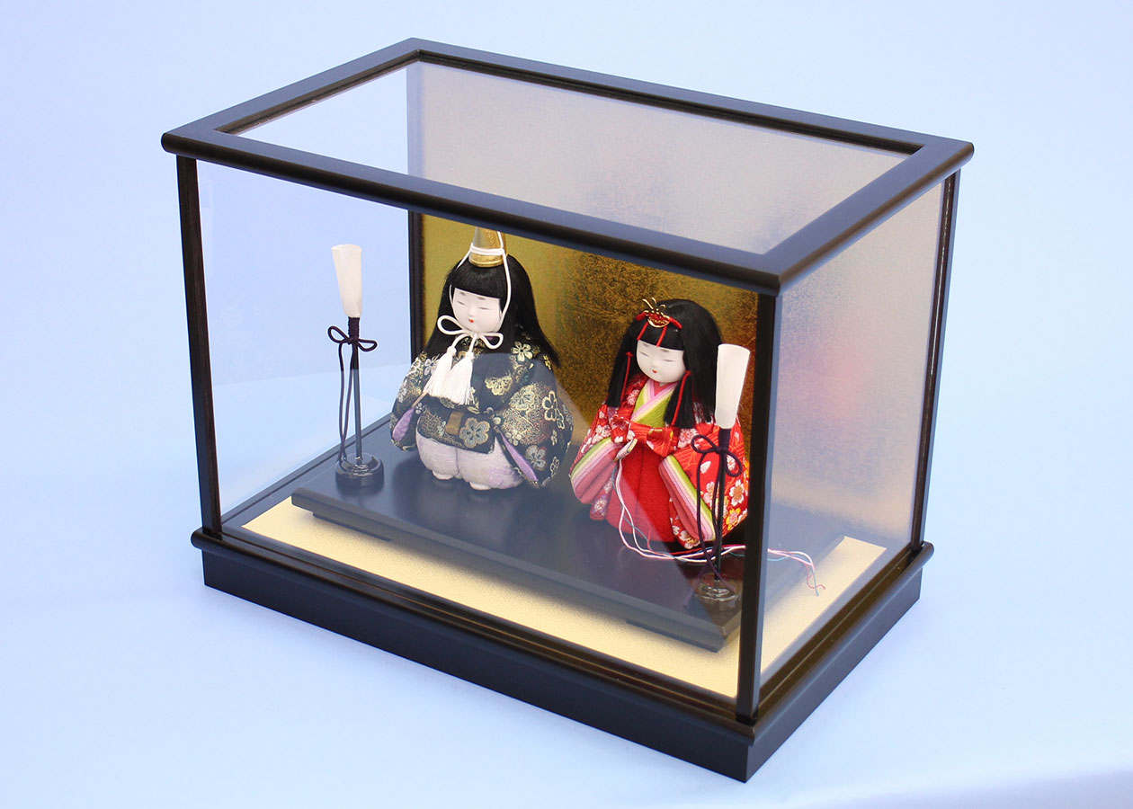 木目込み雛人形 ケース入り寿鳳作もも花　上から
