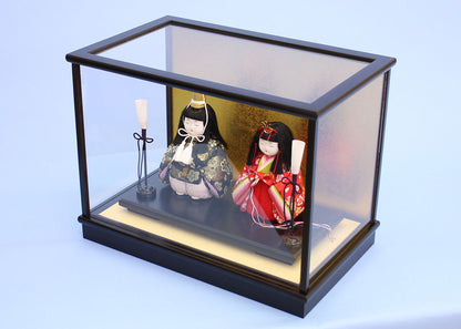 木目込み雛人形 ケース入り寿鳳作もも花　上から