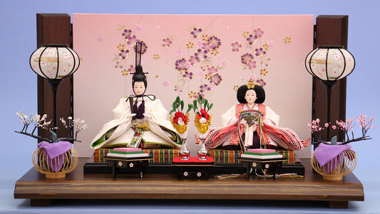 雛人形平飾り 京十番刺繍白雪輪９２２３１親王　古民家調しだれ桜