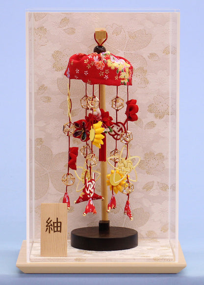 つるし雛ケース飾り 極小ウサギっこせな 白桜　アクリルケース入りの可愛いコンパクトサイズ