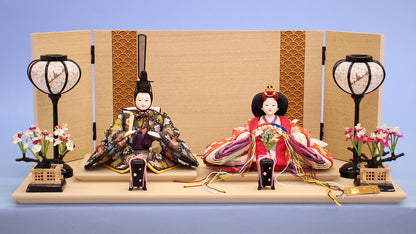 雛人形平飾り 小芥子オレンジ　陽葵