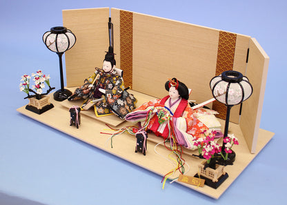 雛人形平飾り 小芥子オレンジ　陽葵　横から