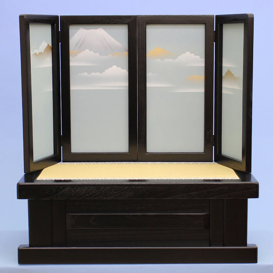 五月人形用台屏風 幅 70cm 23-16黒桐畳台 白富士四曲屏風付