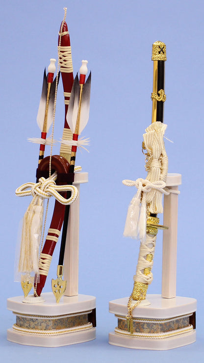 五月人偶配件，弓与剑套装单独销售，13号白木，红弓