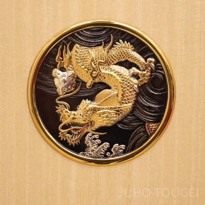 五月人形用台屏風 幅 45cm 白突板台16三曲屏彫金風付