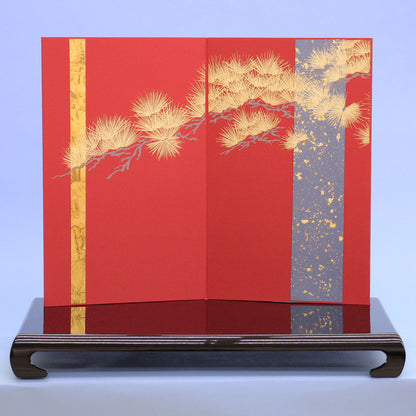 五月人形用台屏風 幅 70cm 23号なごみ赤布金松台屏風セット