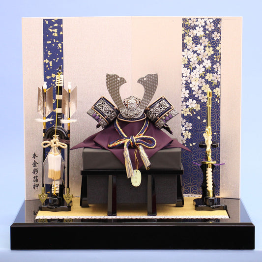 幅 50㎝  8号ブロンズ兜 麻柄帯桜平飾り