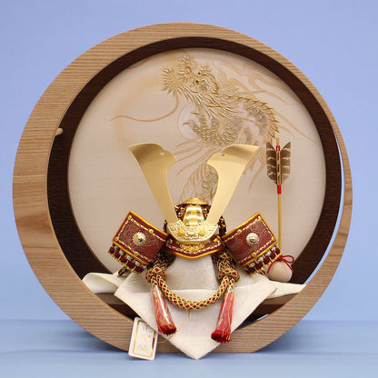 幅 36㎝  6号金閣兜　タモ月型盛り上げ龍セット