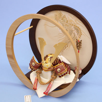 五月人偶兜装饰品宽36cm 第6号 金阁寺兜 玉杖型浮雕龙组合