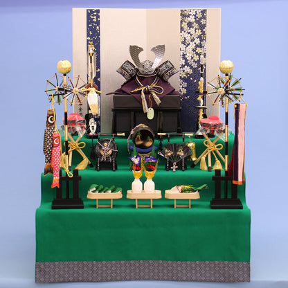 幅 60㎝ 8号ブロンズ兜 小型 三段飾り