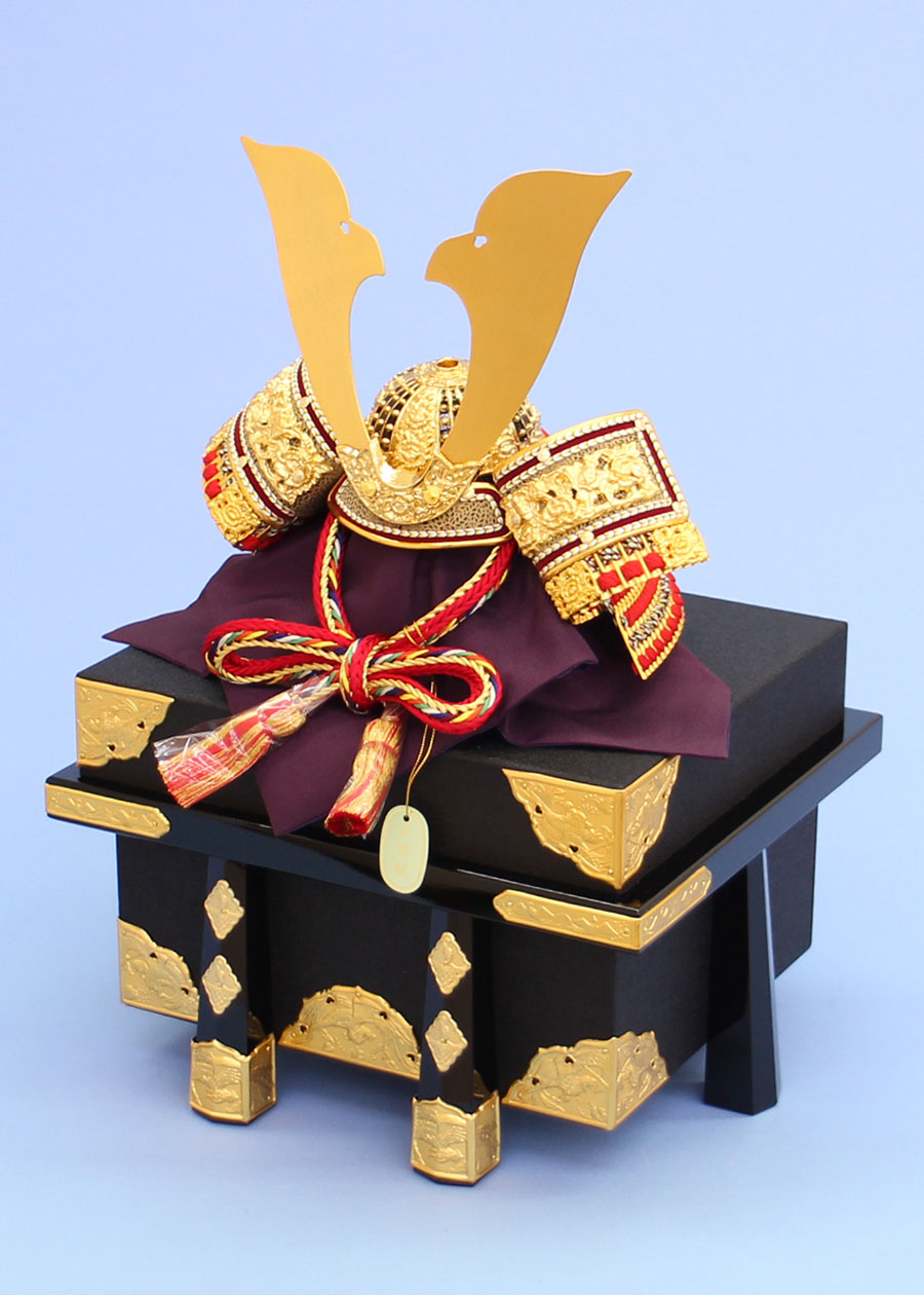 五月人偶单个兜 高44cm 12号 红色中号白兜 黑漆金属柜