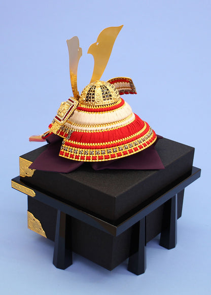 五月人偶单个兜 高44cm 12号 红色中号白兜 黑漆金属柜