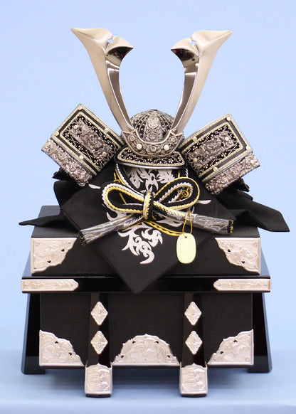 Casque de poupée May, décoration, largeur 60 cm, n° 12, casque argenté fumé, vagues à quatre côtés avec fleurs de cerisier, ensemble complet de décoration plat