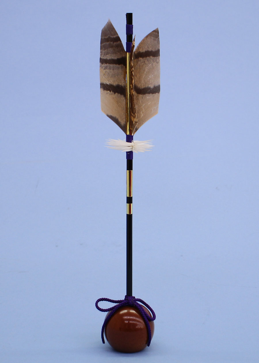 五月人形用、お飾り道具単品 矢立て飾り 32cm茶塗玉フクロウ