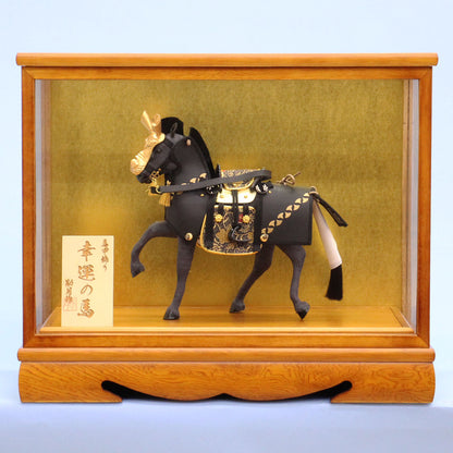 飾り馬  6号奉書馬馬甲黒金出し飾り　ケース入り