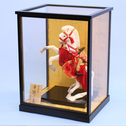 飾り馬  8号飾り馬蒼天出し飾り（白馬）ケース横から