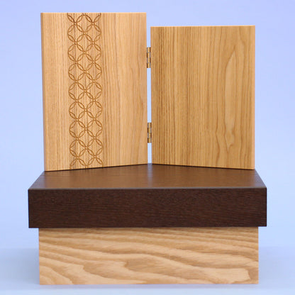 五月人形用収納台屏風 幅 30cm 白木タモ七宝屏風セット