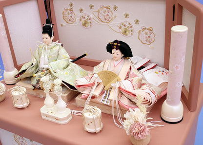 雛人形収納飾り 幅60cm芥子親王収納セット　ピンク６０　ふた式