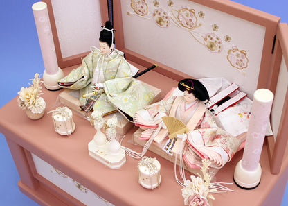 雛人形収納飾り 幅60cm芥子親王収納セット　ピンク６０　ふた式