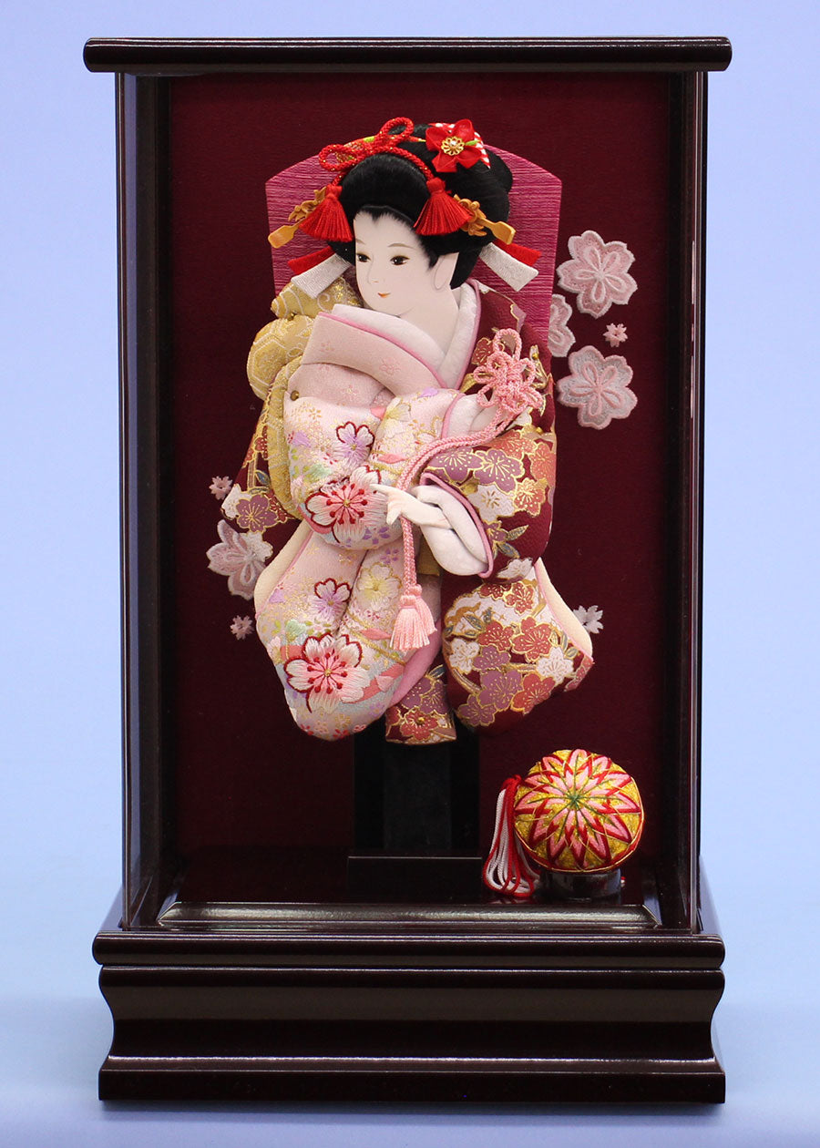 9号押絵羽子板 金彩刺繍華流水 アクリルブドウケース飾り