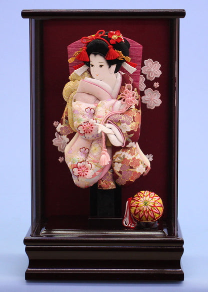 9号押絵羽子板 金彩刺繍華流水 アクリルブドウケース飾り