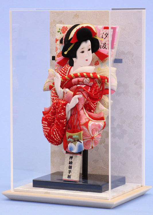 8号押絵羽子板鹿の子華舞 白桜アクリルケース入り