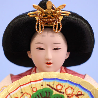 雛人形ケース飾り 二人 幅43㎝ 小三五親王 白枠ケース