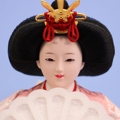 雛人形ケース飾り 二人 幅48㎝ 小三五親王 黒枠丸格子