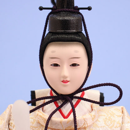 雛人形ケース飾り 二人 幅48㎝ 小三五親王 黒枠丸格子