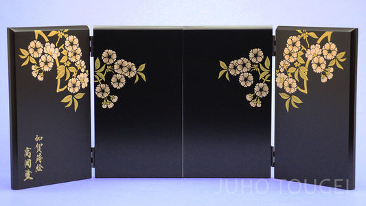 19cm高岡塗光琳桜屏風　半艶黒