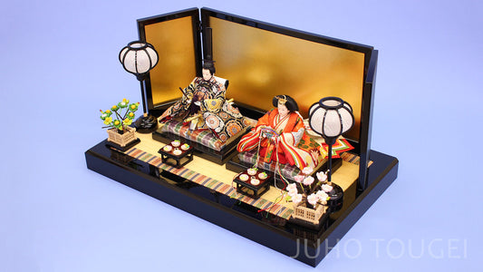 雛人形 平飾り 幅60㎝ 京十二番極上正絹親王　真鍮金箔押し