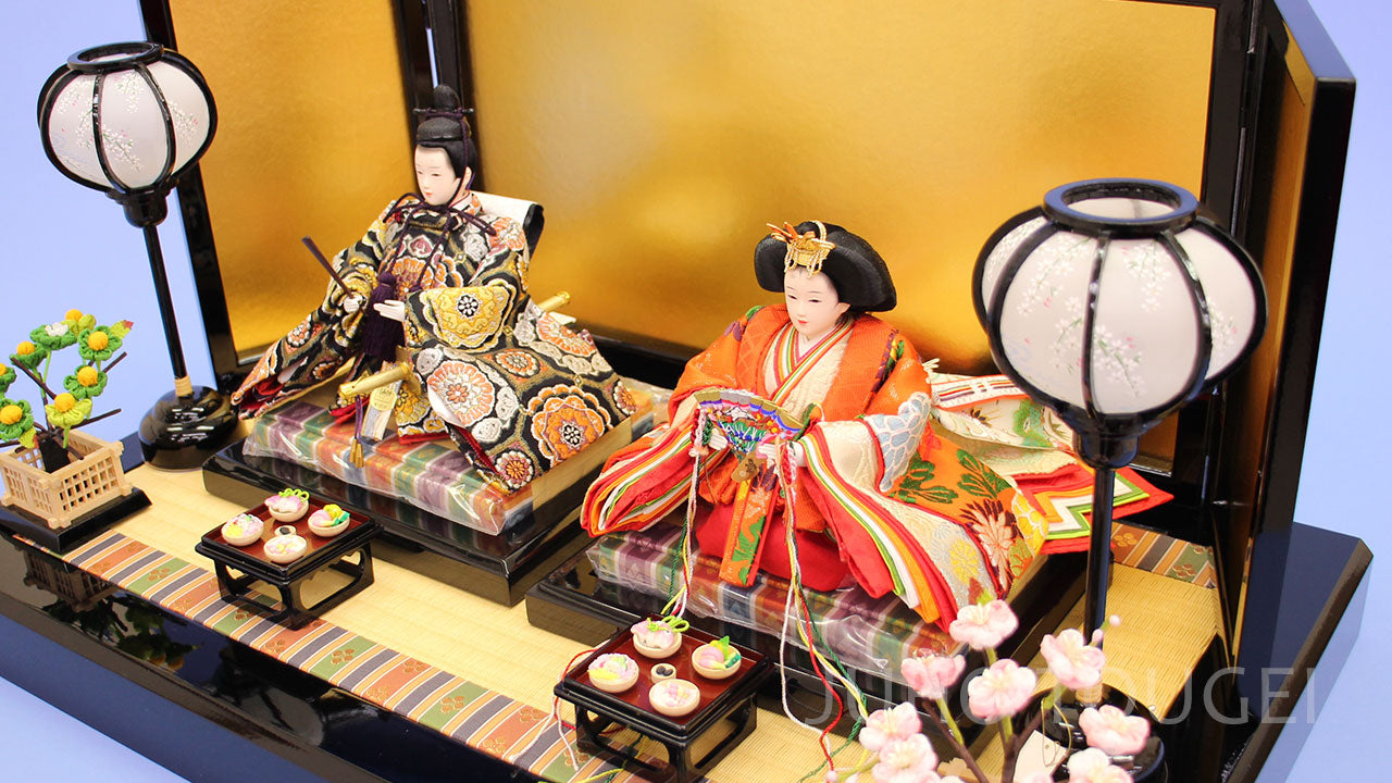 雛人形 平飾り 幅60㎝ 京十二番極上正絹親王　真鍮金箔押し