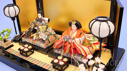 雛人形 平飾り 幅60㎝ 京十二番極上正絹親王　真鍮金箔押し