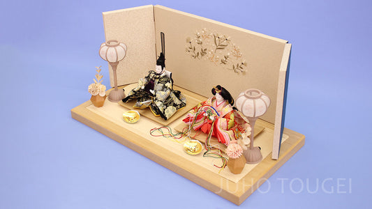 雛人形 平飾り 幅60㎝ 小芥子金襴親王U55 刺繍小花集め